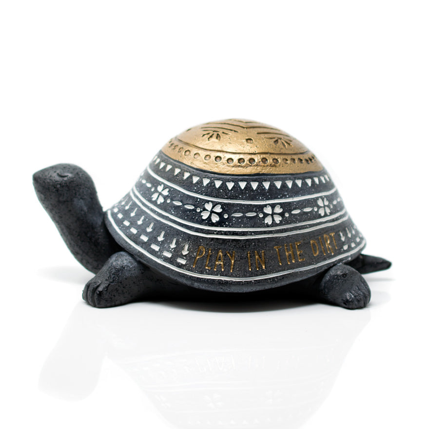Decorated turtle garden rock sold at Bear Valley Nursery