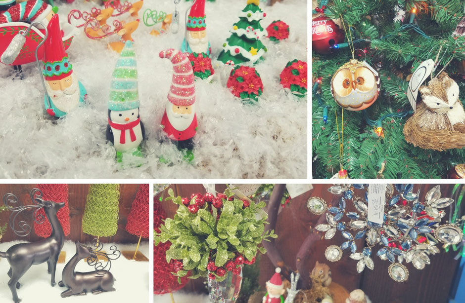 Christmas decor, ornaments, and holiday decorations in a collage