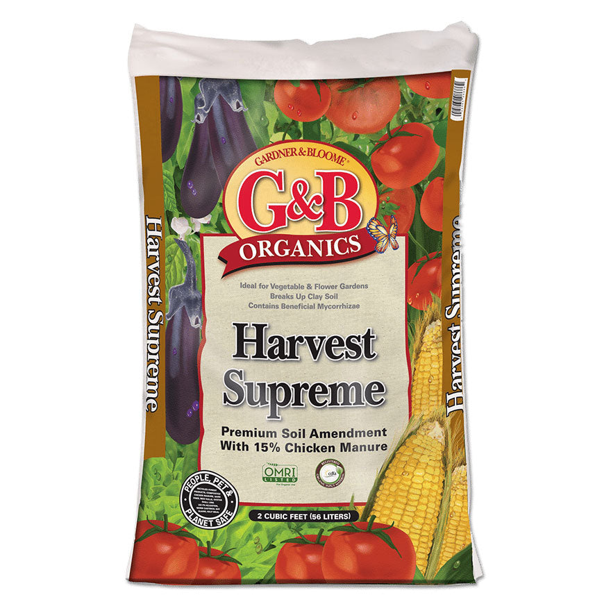 G&B Organics Harvest Supreme soil additive for flower beds and vegetables sold at Bear Valley