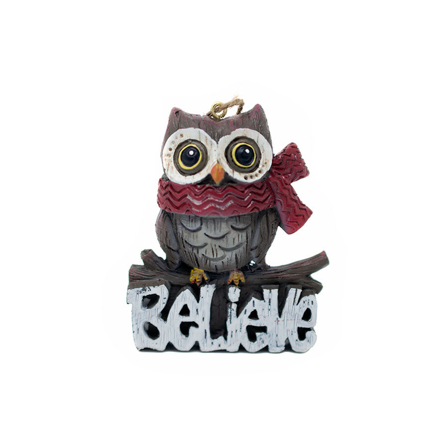 Critter Owl ornament decoration for Christmas tree sold at Bear Valley Nursery in Lincoln City